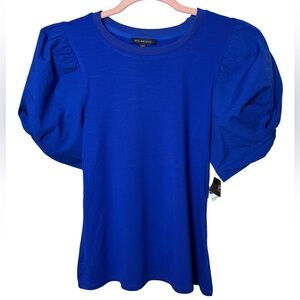 Skies Are Blue Women's Royal Blue Puff Sleeve Blouse